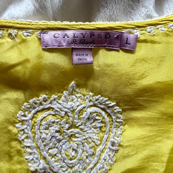 Calypso St. Barth 100% beautiful yellow silk & sequin top! - Picture 13 of 13